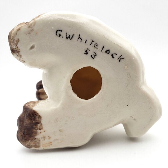 Vintage 50s Handmade Ceramic Sitting Spaniel Dog 4.5" Figurine OOAK Signed VGC - Picture 9 of 9